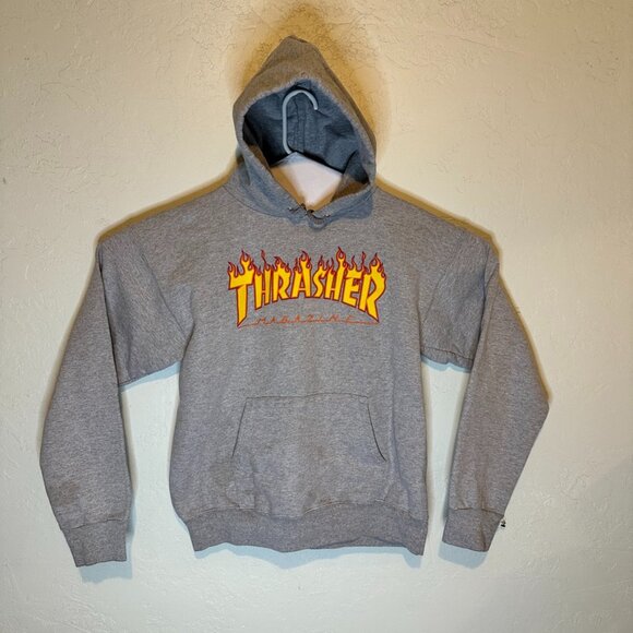 Vintage Thrasher Magazine Skater Hoodie Mens Small Gray Sweatshirt Skateboard - Picture 1 of 6